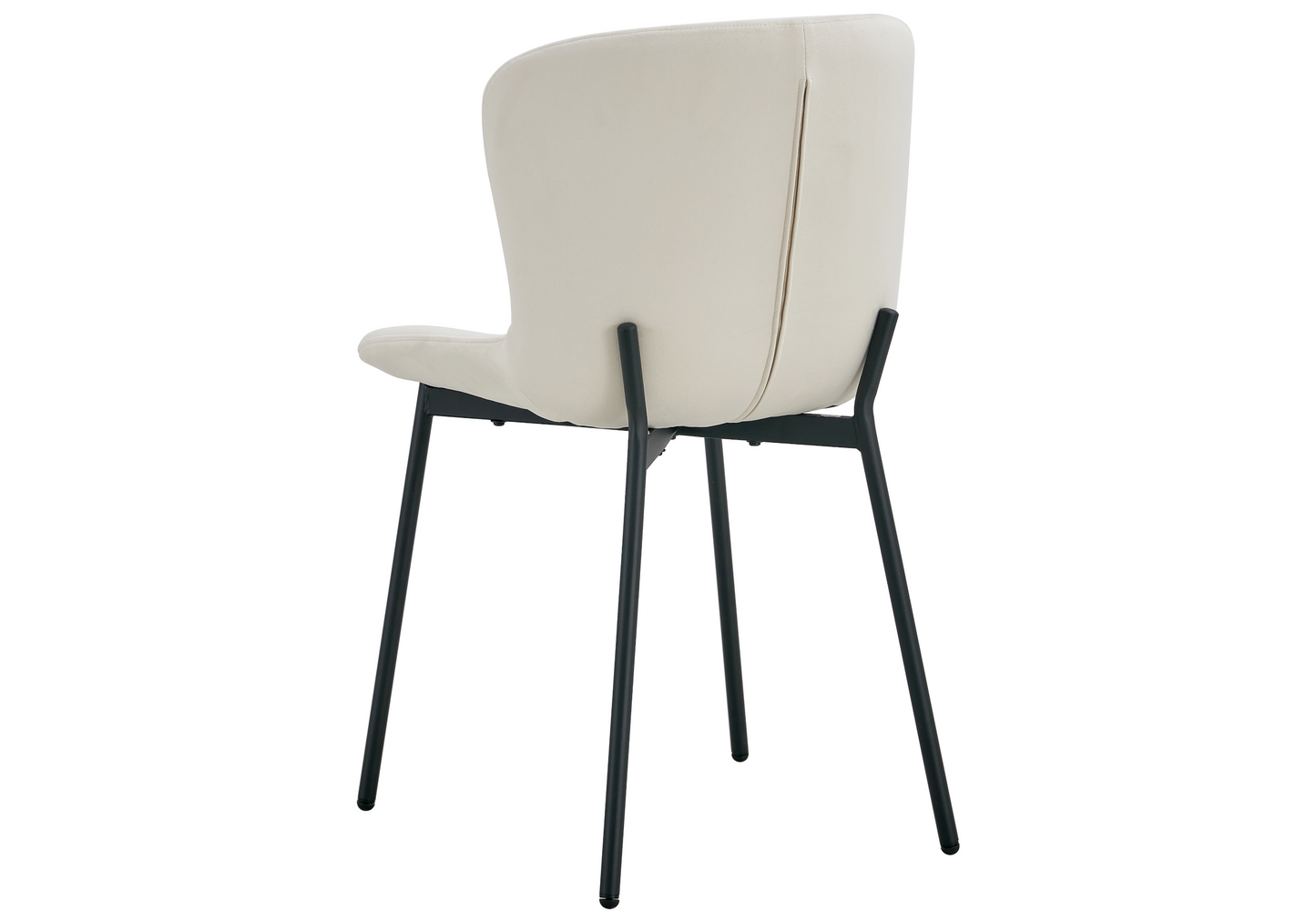 Chaise salle manger velours écru pieds noir - Vesta x4