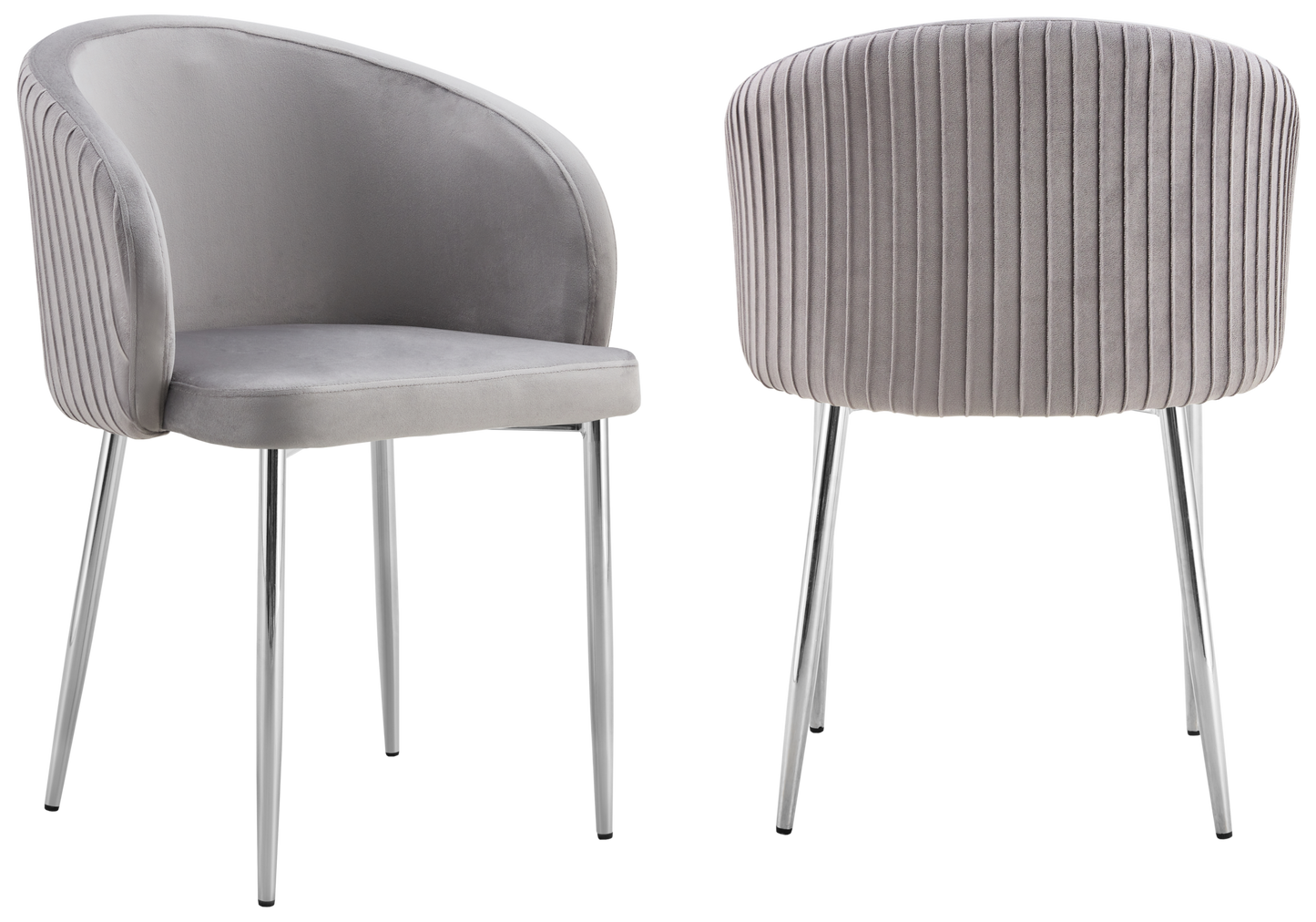 Chaise salle manger velours gris pieds chromé - Sora x2