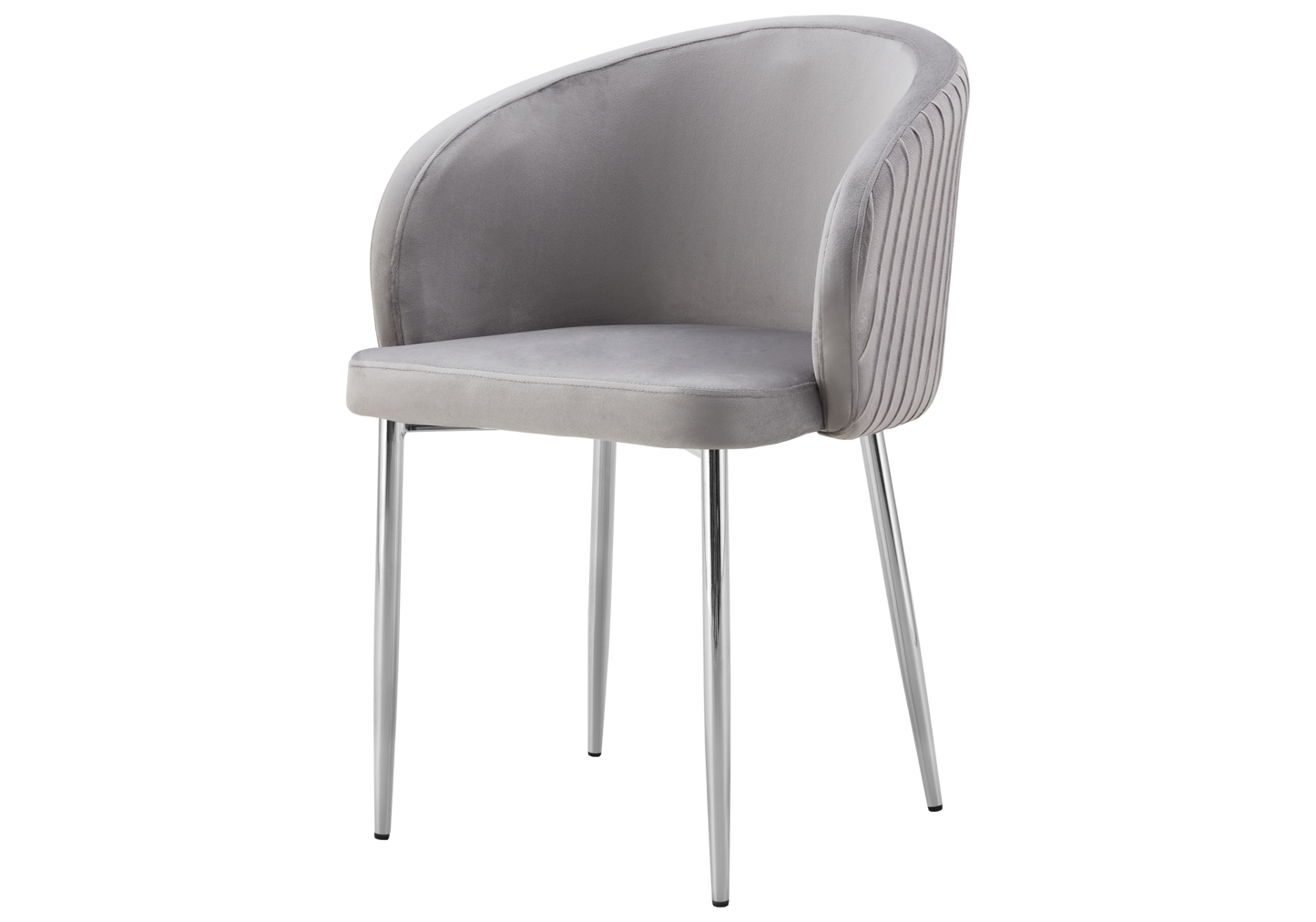 Chaise salle manger velours gris pieds chromé - Sora x2