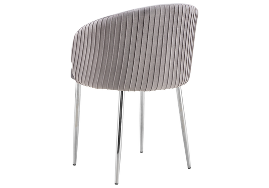 Chaise salle manger velours gris pieds chromé - Sora x2