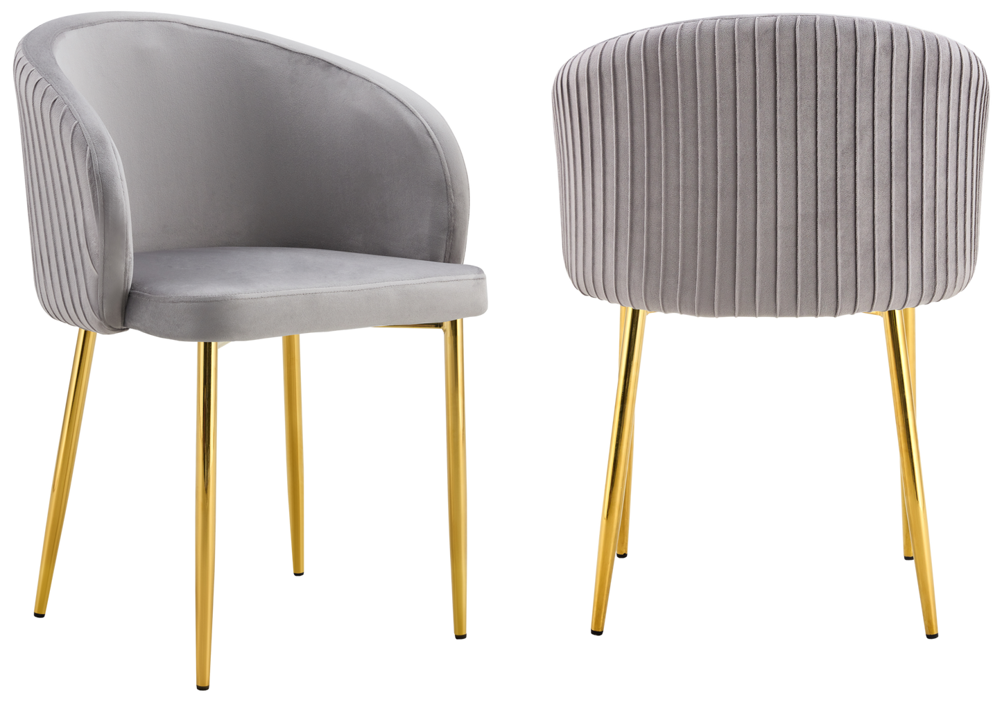 Chaise salle manger velours gris pieds doré - Sora x2