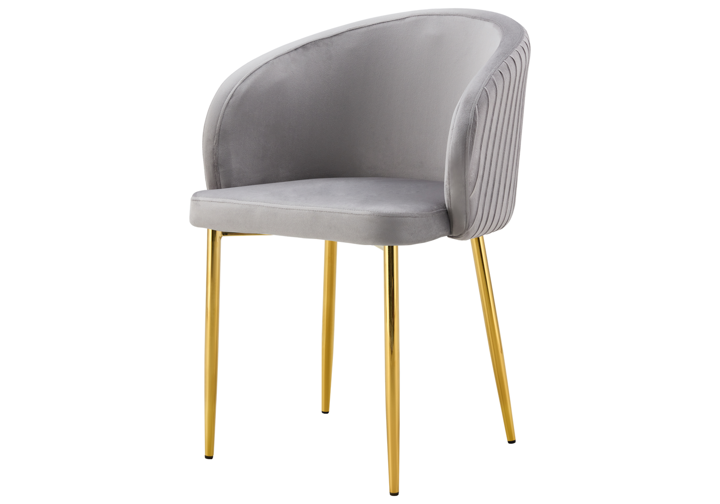 Chaise salle manger velours gris pieds doré - Sora x2