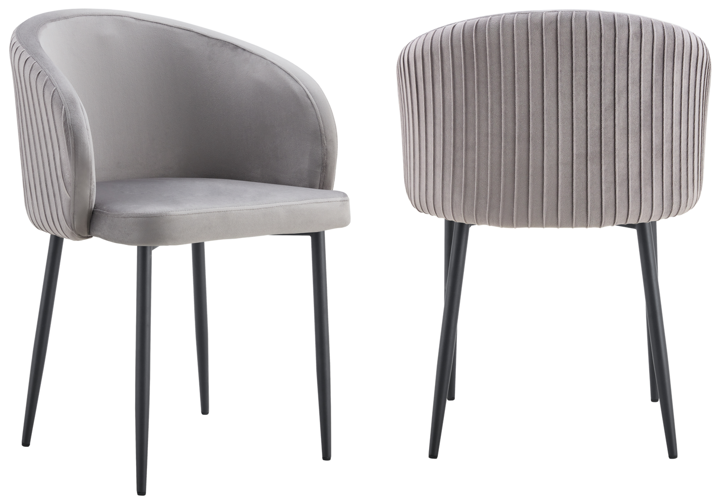 Chaise salle manger velours gris pieds noir - Sora x2