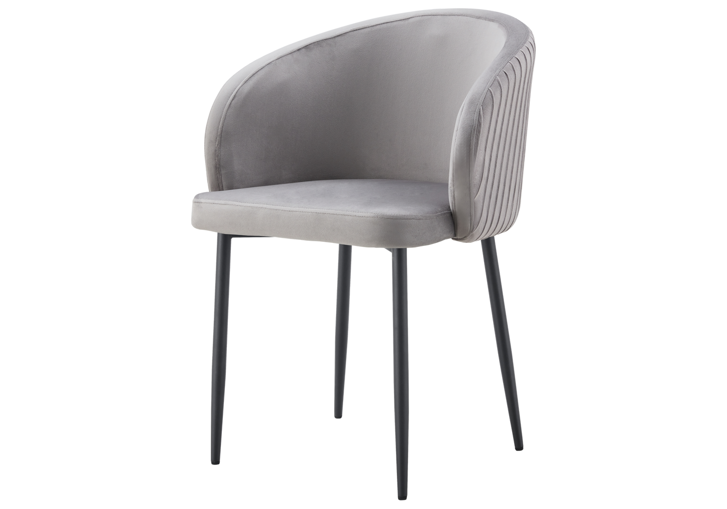 Chaise salle manger velours gris pieds noir - Sora x2