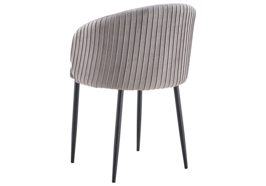 Chaise salle manger velours gris pieds noir - Sora x2