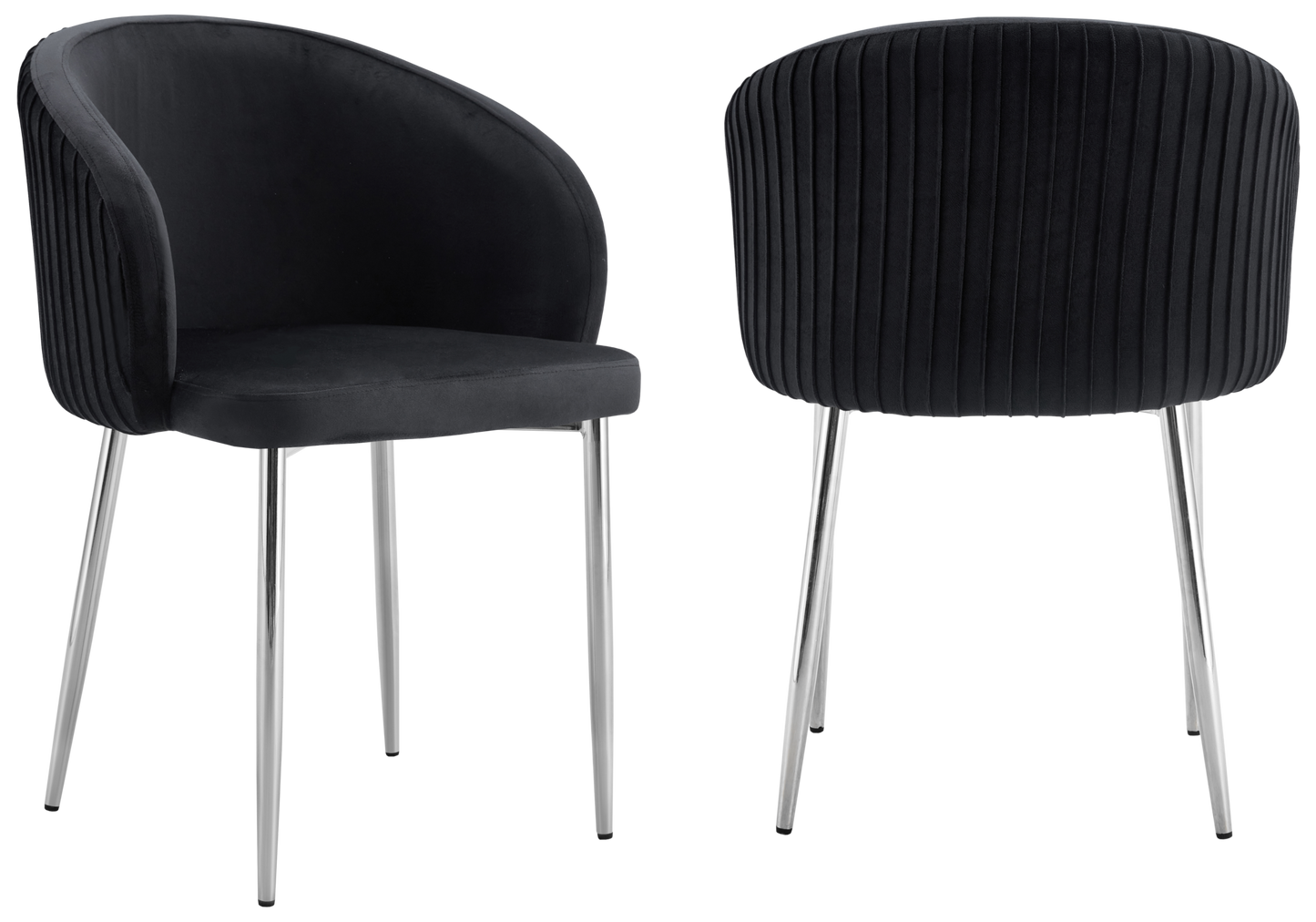 Chaise salle manger velours noir pieds chromé - Sora x2