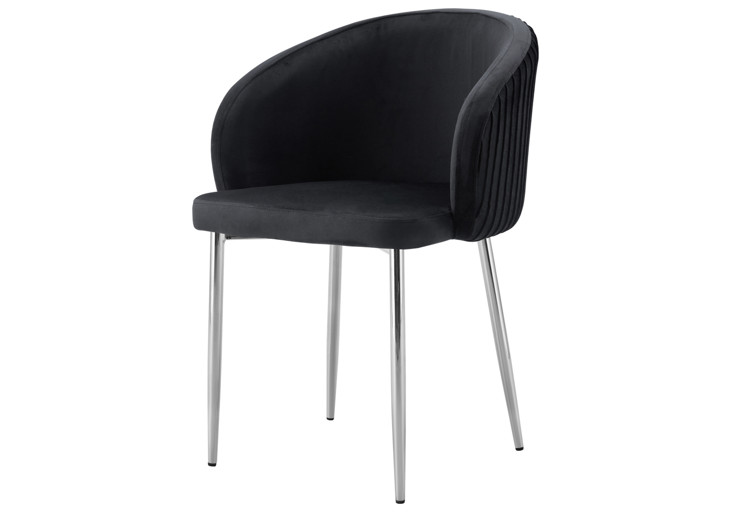 Chaise salle manger velours noir pieds chromé - Sora x2