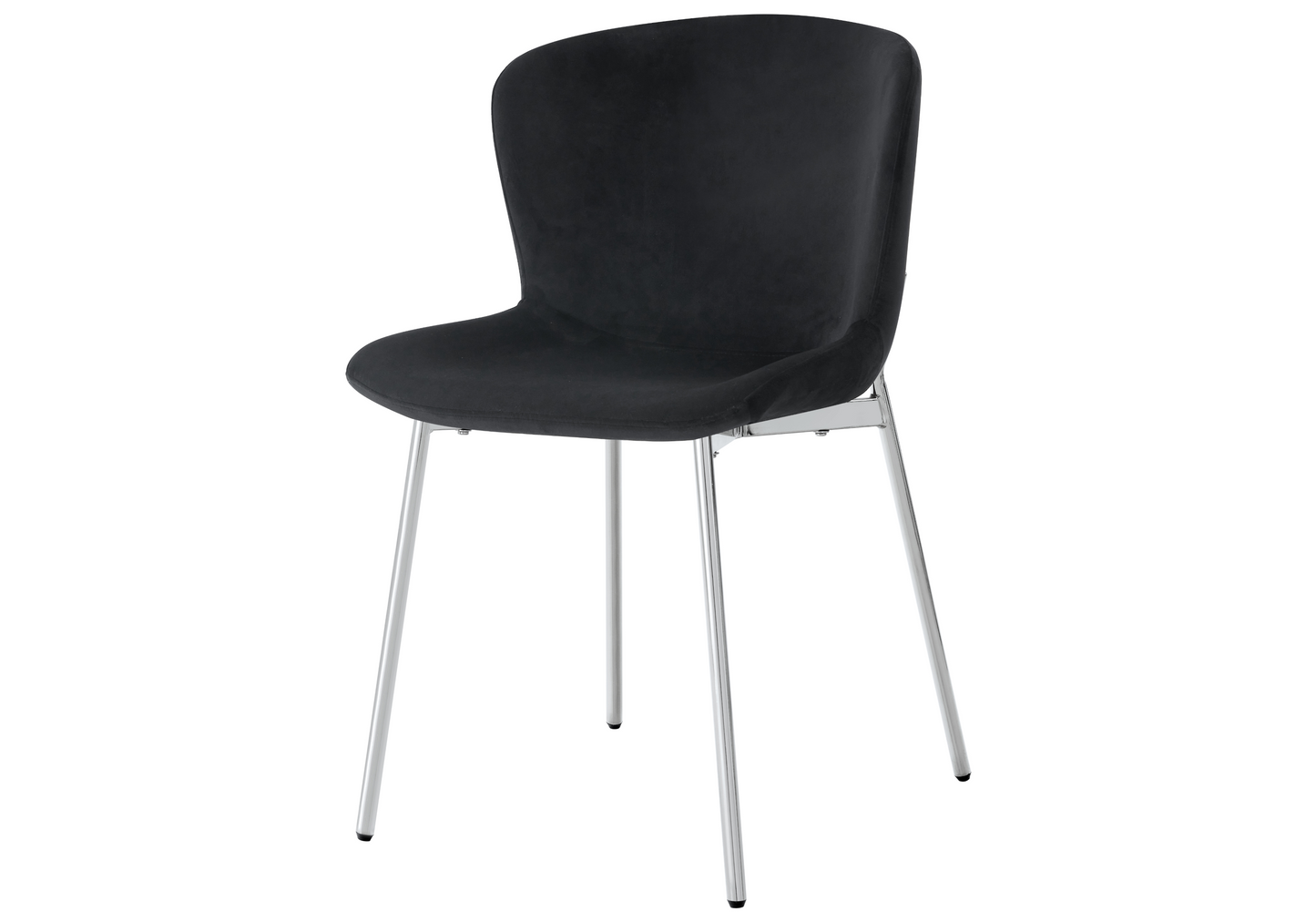 Chaise salle manger velours noir pieds chromé - Vesta x4