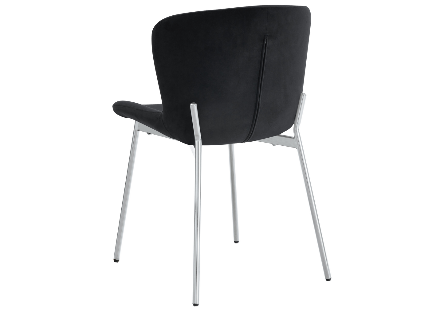 Chaise salle manger velours noir pieds chromé - Vesta x4