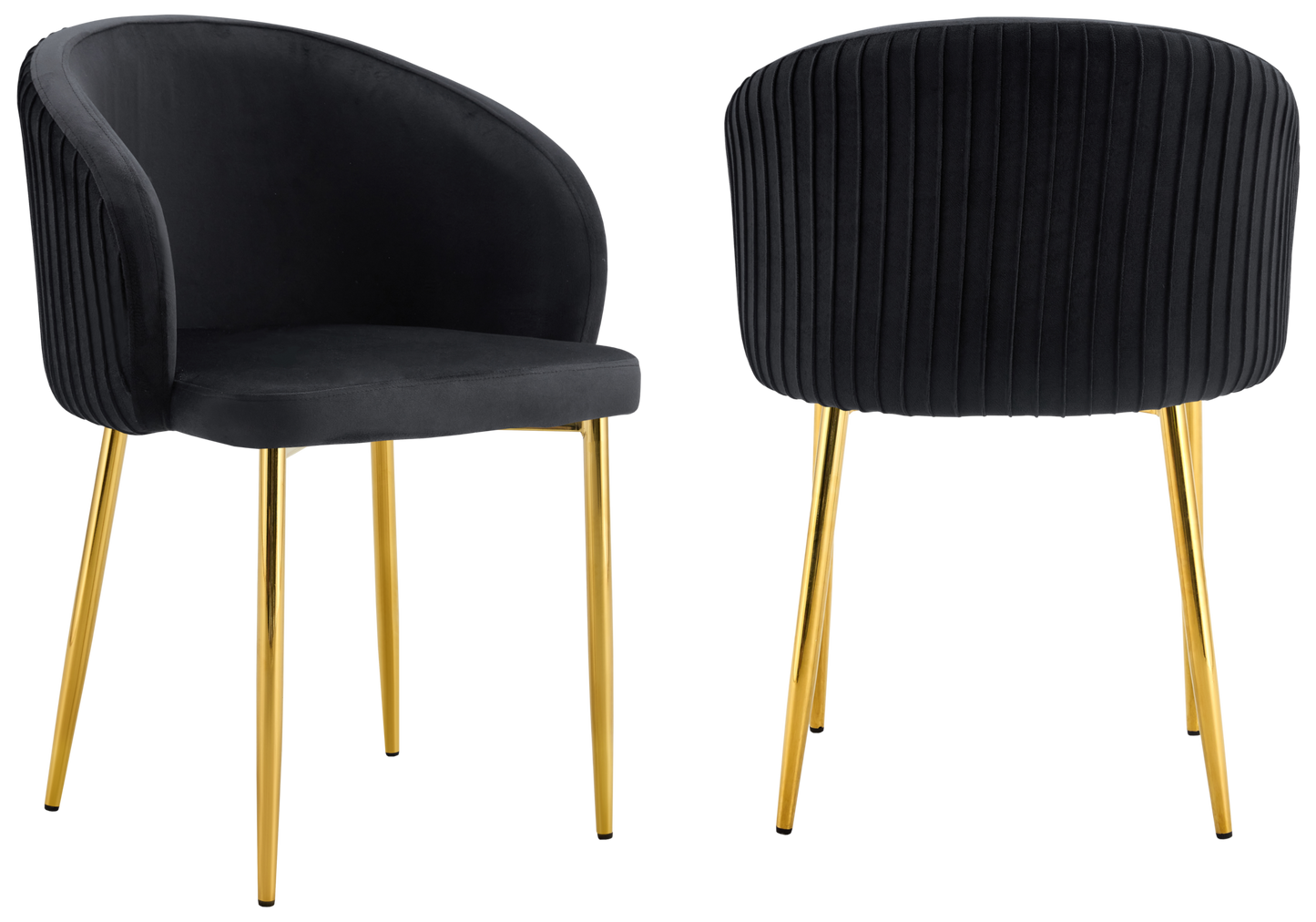 Chaise salle manger velours noir pieds doré - Sora x2