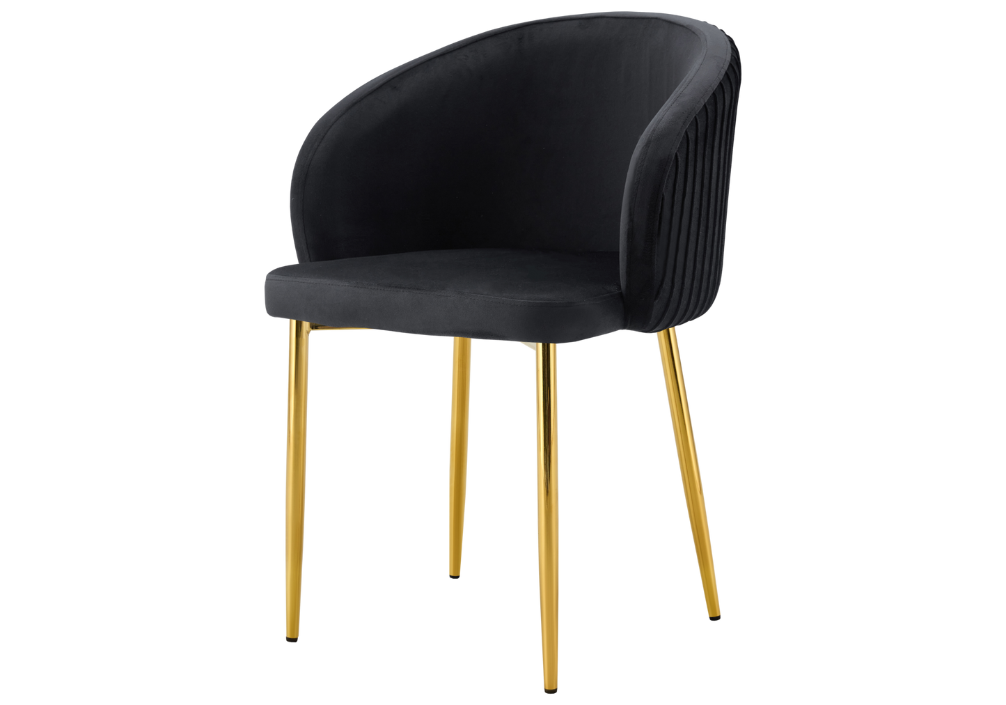 Chaise salle manger velours noir pieds doré - Sora x2