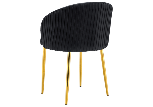 Chaise salle manger velours noir pieds doré - Sora x2