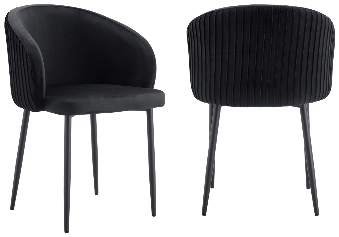 Chaise salle manger velours noir pieds noir - Sora x2
