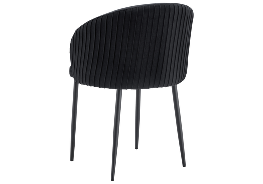 Chaise salle manger velours noir pieds noir - Sora x2