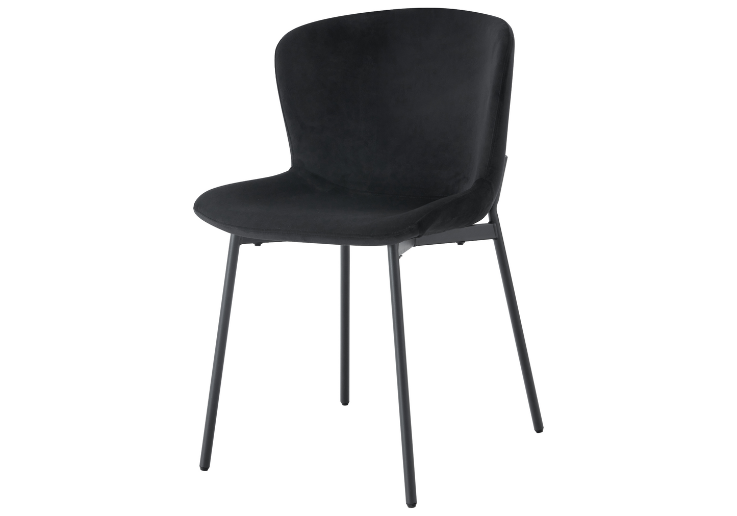 Chaise salle manger velours noir pieds noir - Vesta x4