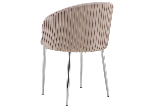 Chaise salle manger velours taupe pieds chromé - Sora x2