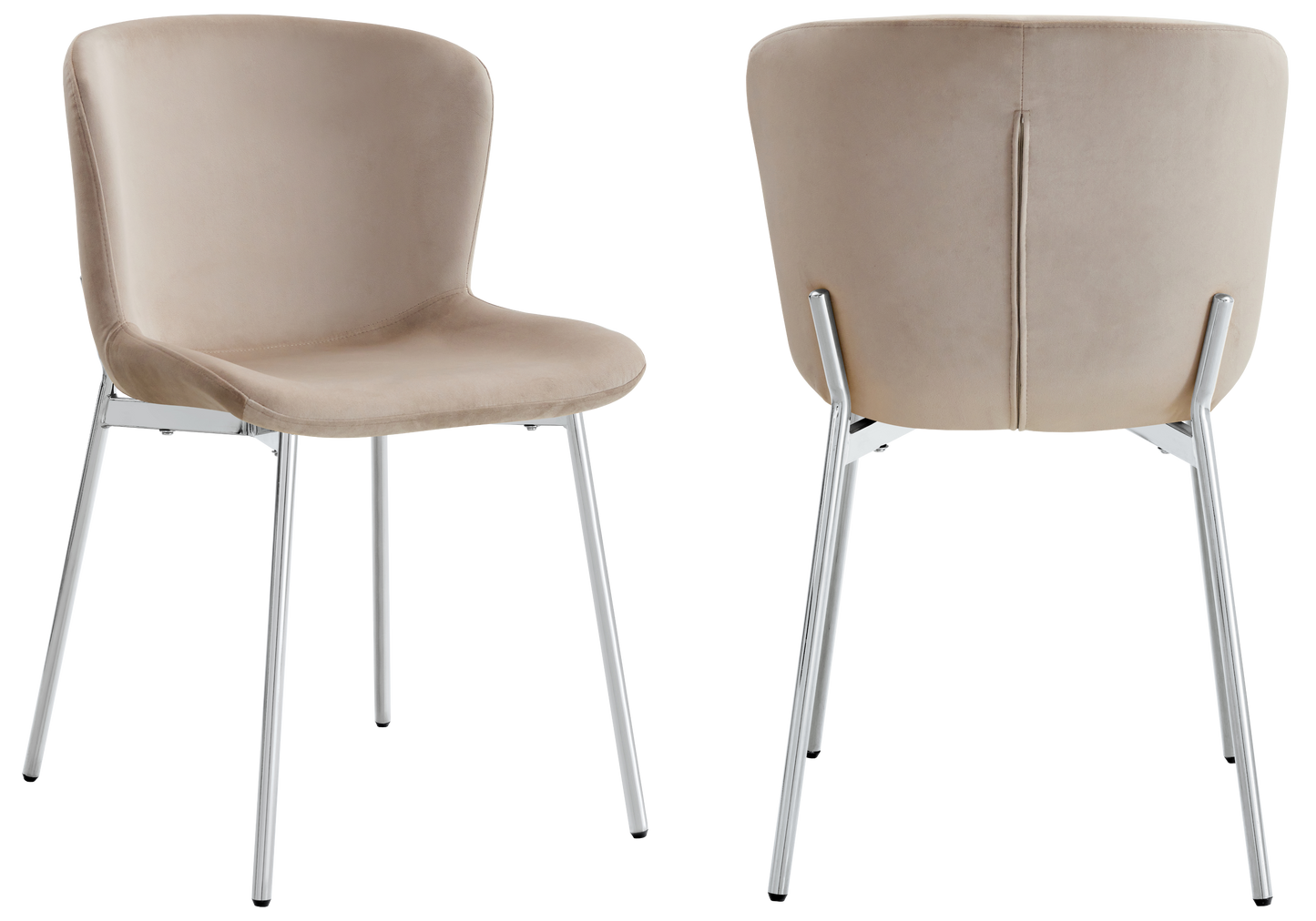 Chaise salle manger velours taupe pieds chromé - Vesta x4