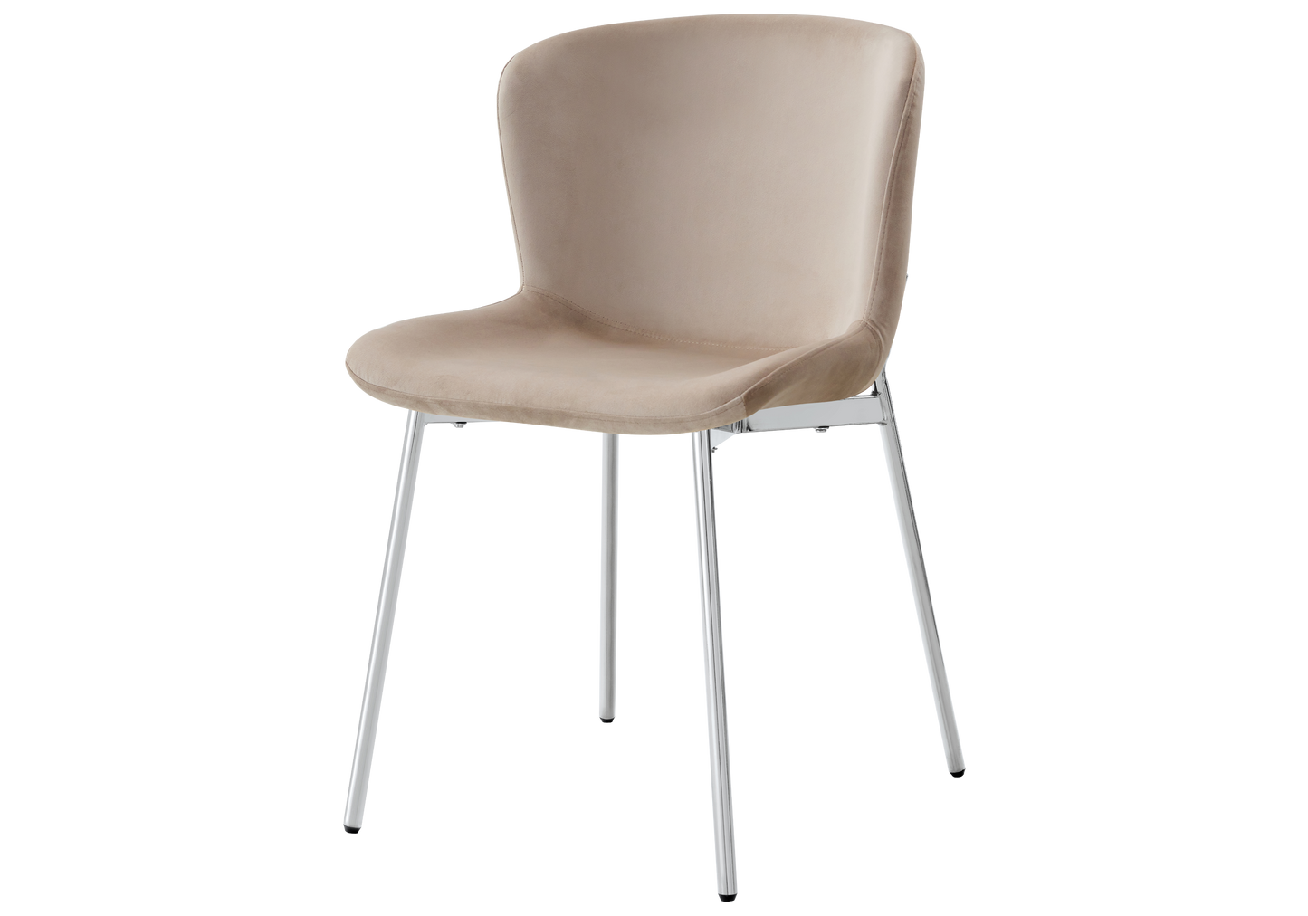 Chaise salle manger velours taupe pieds chromé - Vesta x4