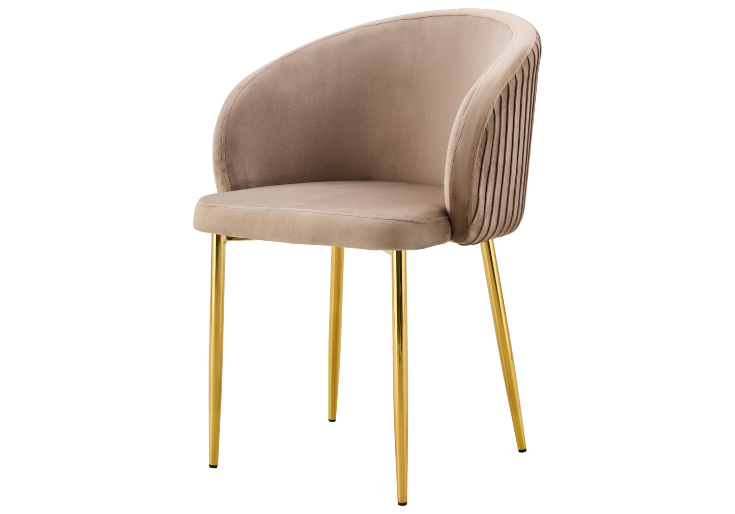 Chaise salle manger velours taupe pieds doré - Sora x2