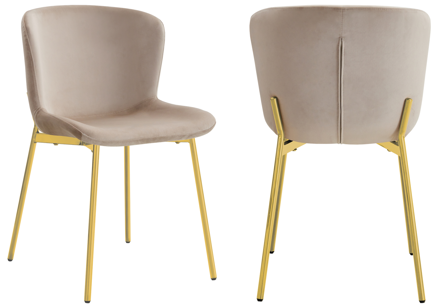 Chaise salle manger velours taupe pieds doré - Vesta x4