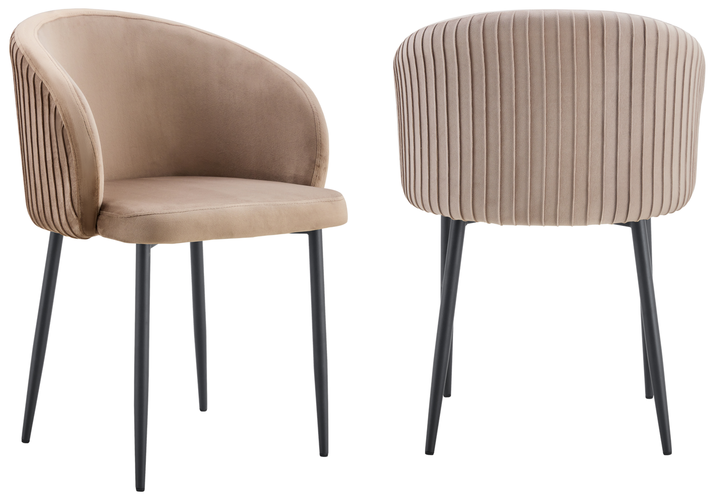 Chaise salle manger velours taupe pieds noir - Sora x2