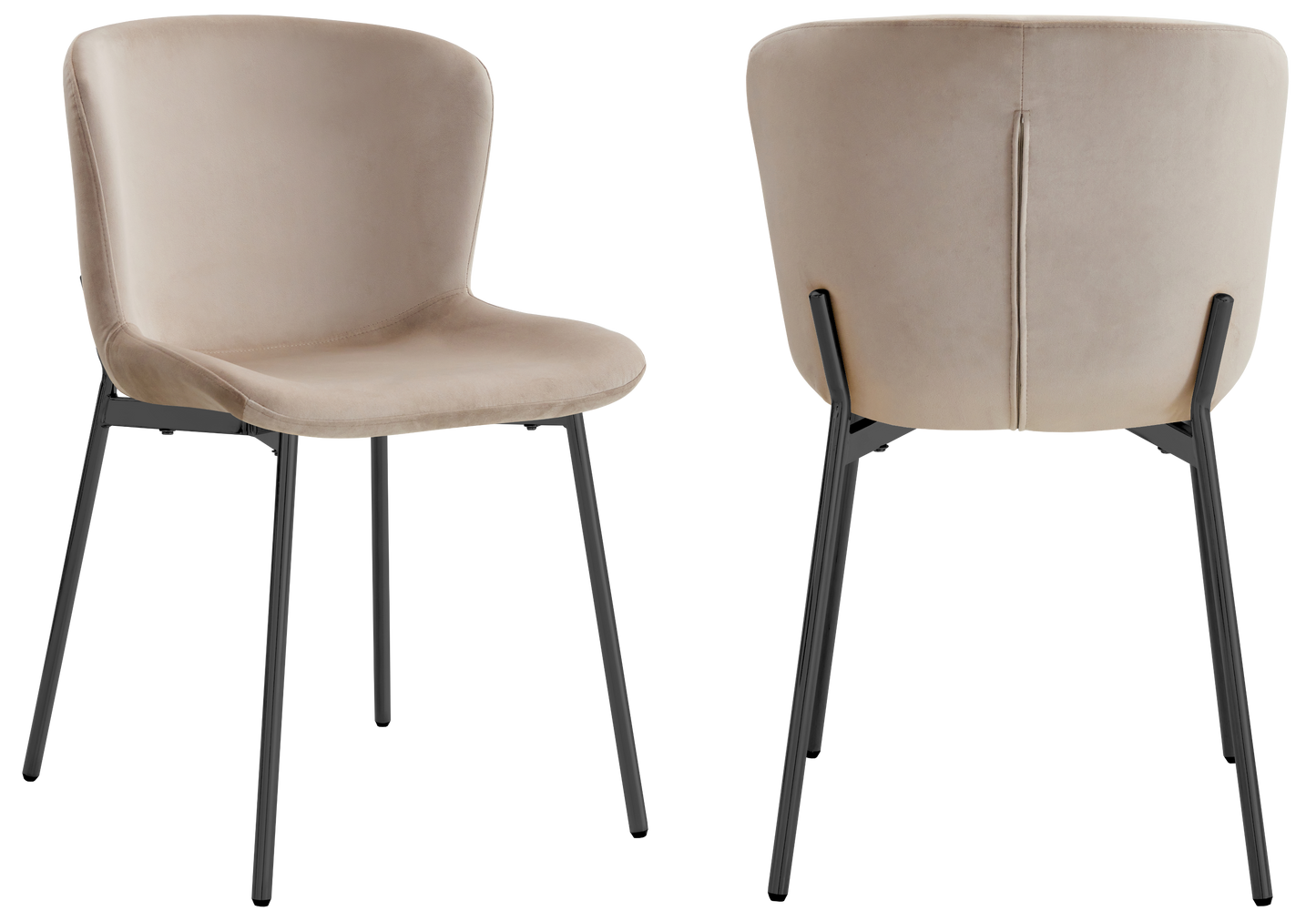 Chaise salle manger velours taupe pieds noir - Vesta x4