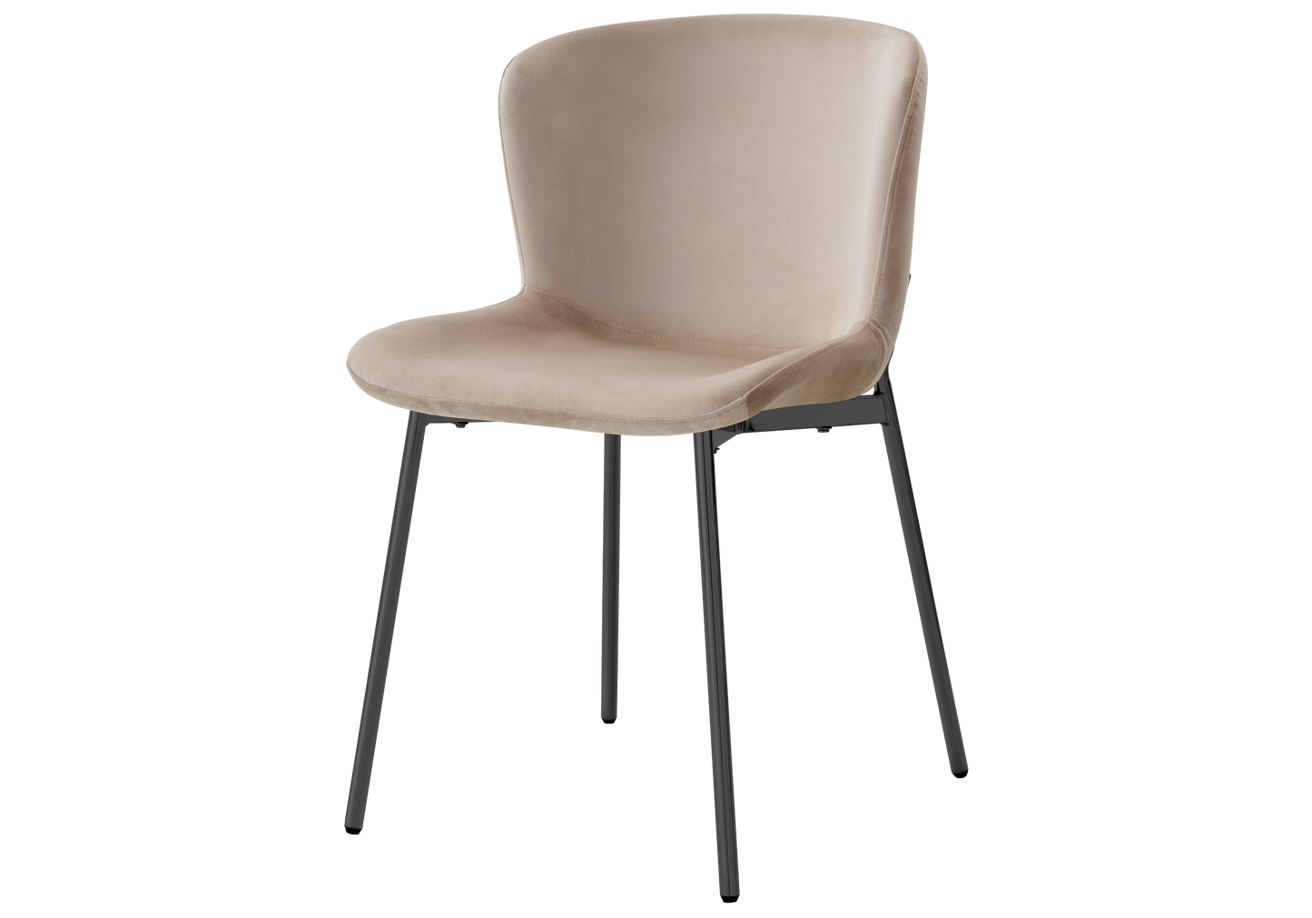 Chaise salle manger velours taupe pieds noir - Vesta x4