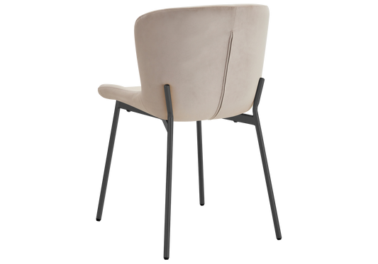 Chaise salle manger velours taupe pieds noir - Vesta x4