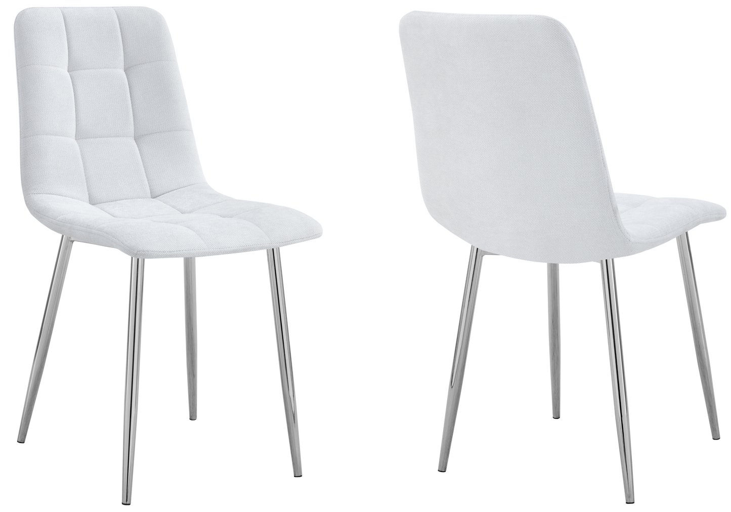 Chaise tissu texturé matelassée grise pieds argentés - Milan x4