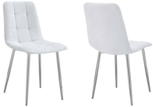Chaise tissu texturé matelassée grise pieds argentés - Milan x4