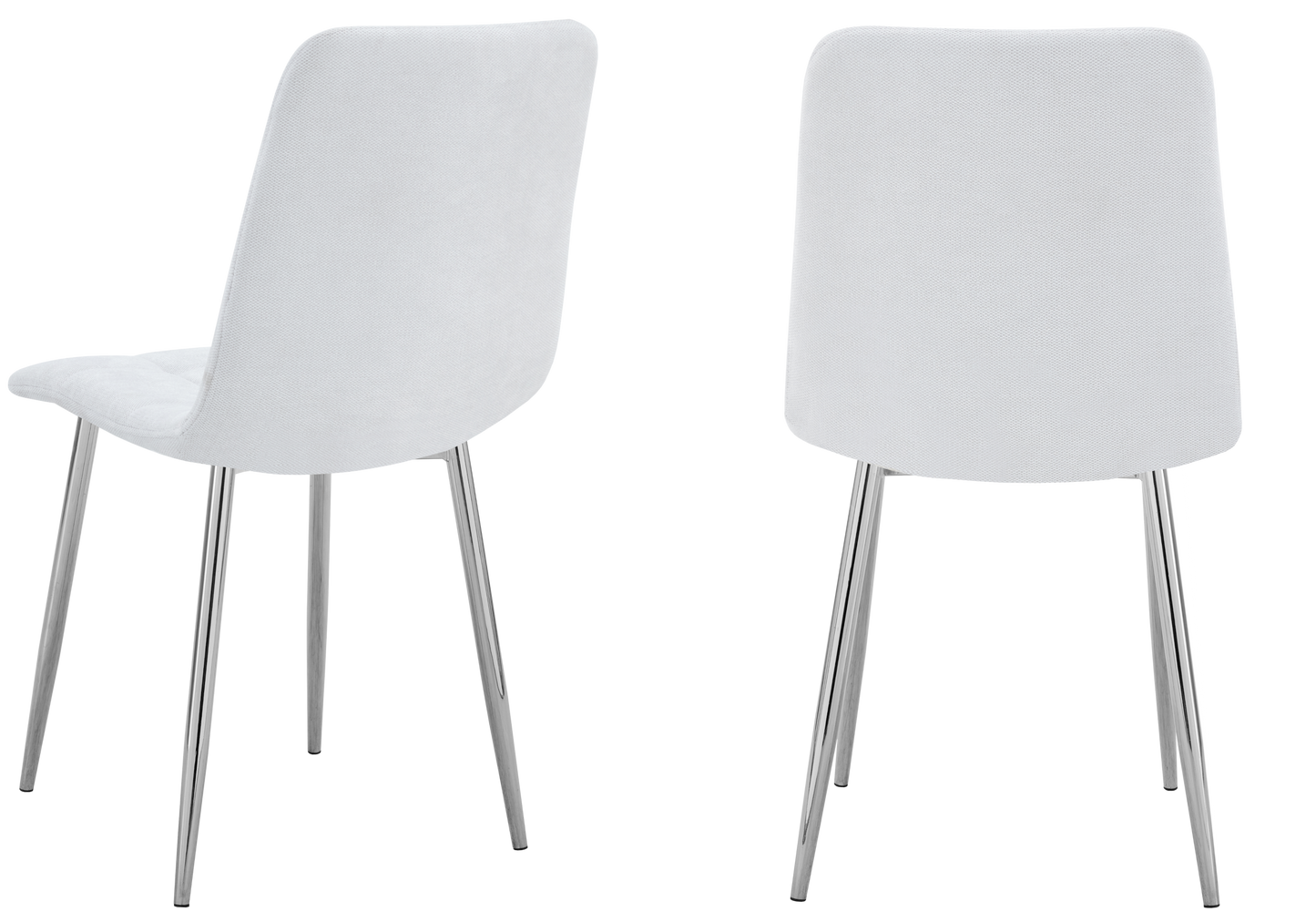 Chaise tissu texturé matelassée grise pieds argentés - Milan x4