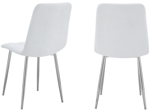 Chaise tissu texturé matelassée grise pieds argentés - Milan x4