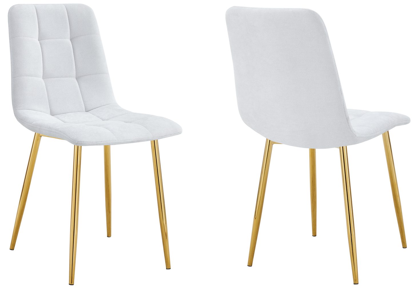 Chaise tissu texturé matelassée grise pieds dorés - Milan x4