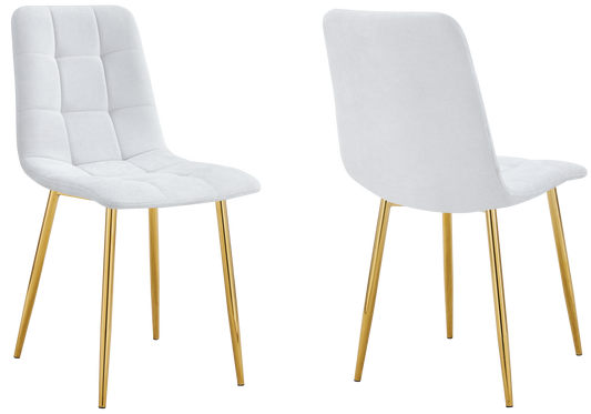 Chaise tissu texturé matelassée grise pieds dorés - Milan x4