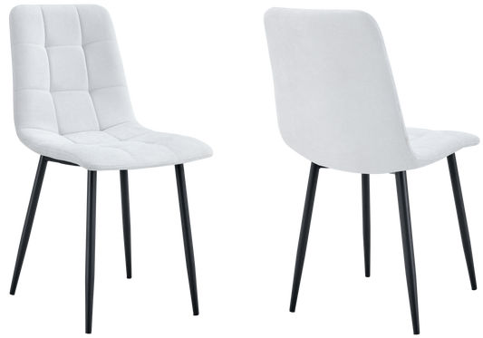 Chaise tissu texturé matelassée grise pieds noirs - Milan x4