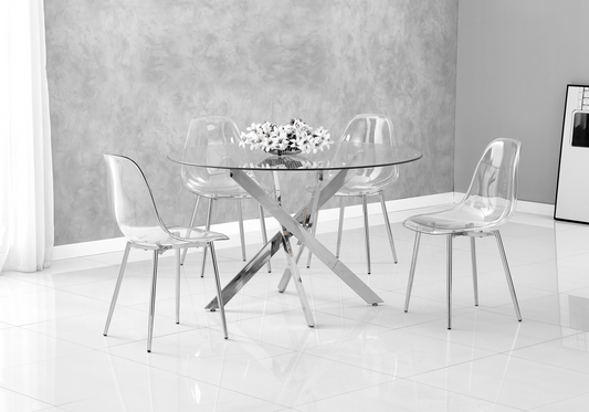 Chaise transparente pieds argent – Gina x6
