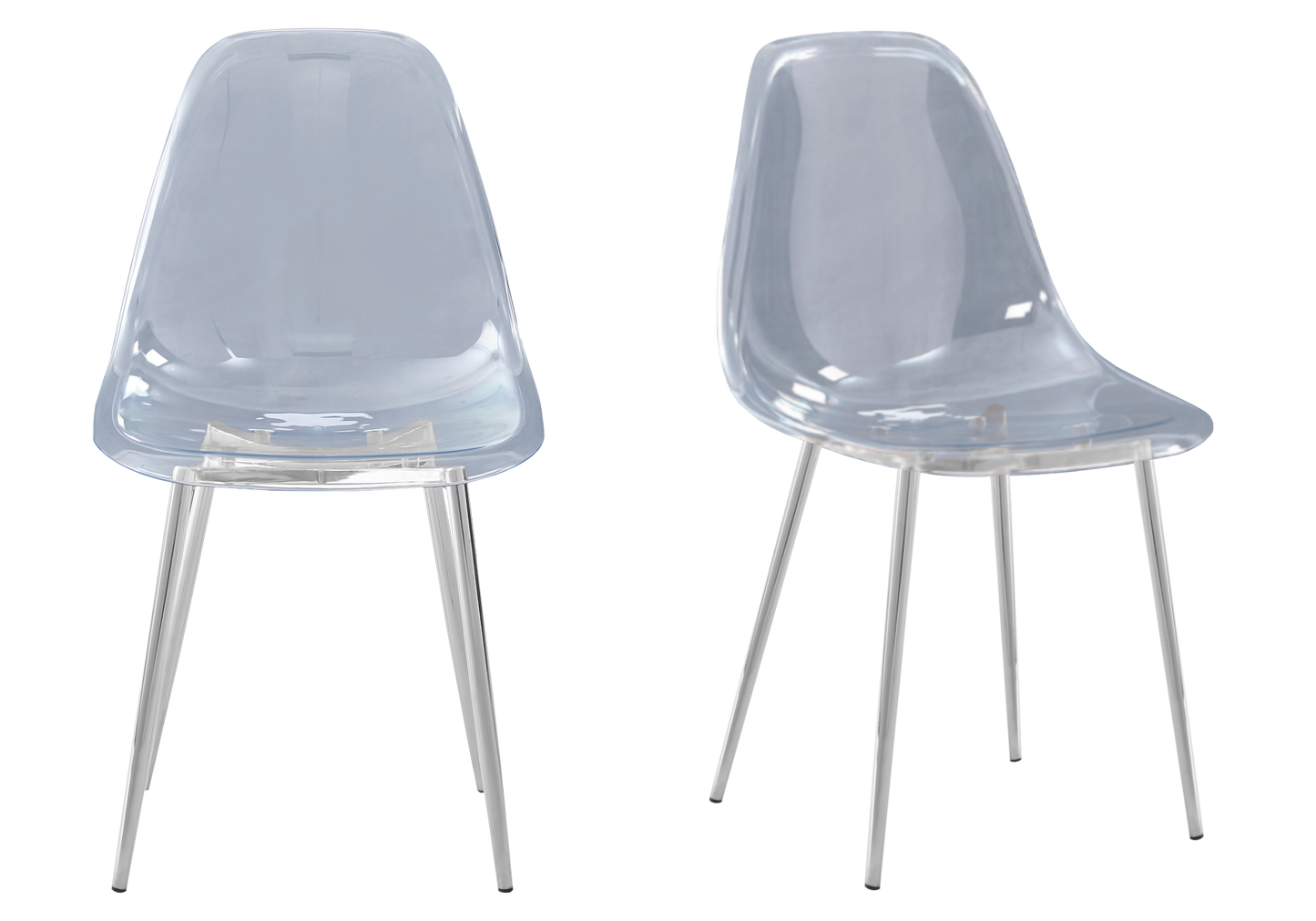 Chaise transparente pieds argent – Gina x6