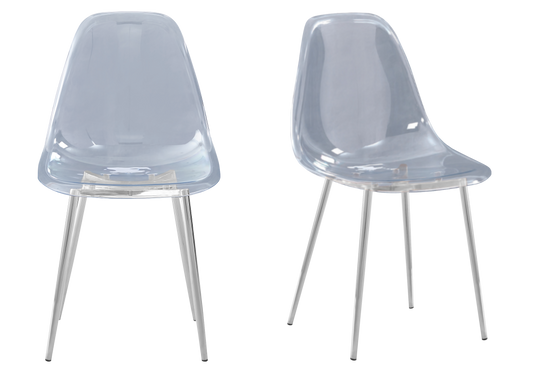 Chaise transparente pieds argent – Gina x6