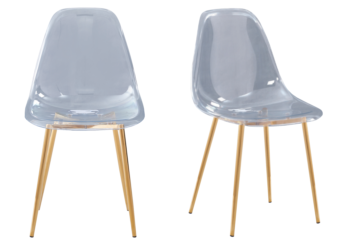 Chaise transparente pieds dorés – Gina x6