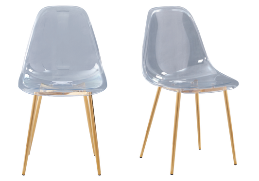 Chaise transparente pieds dorés – Gina x6