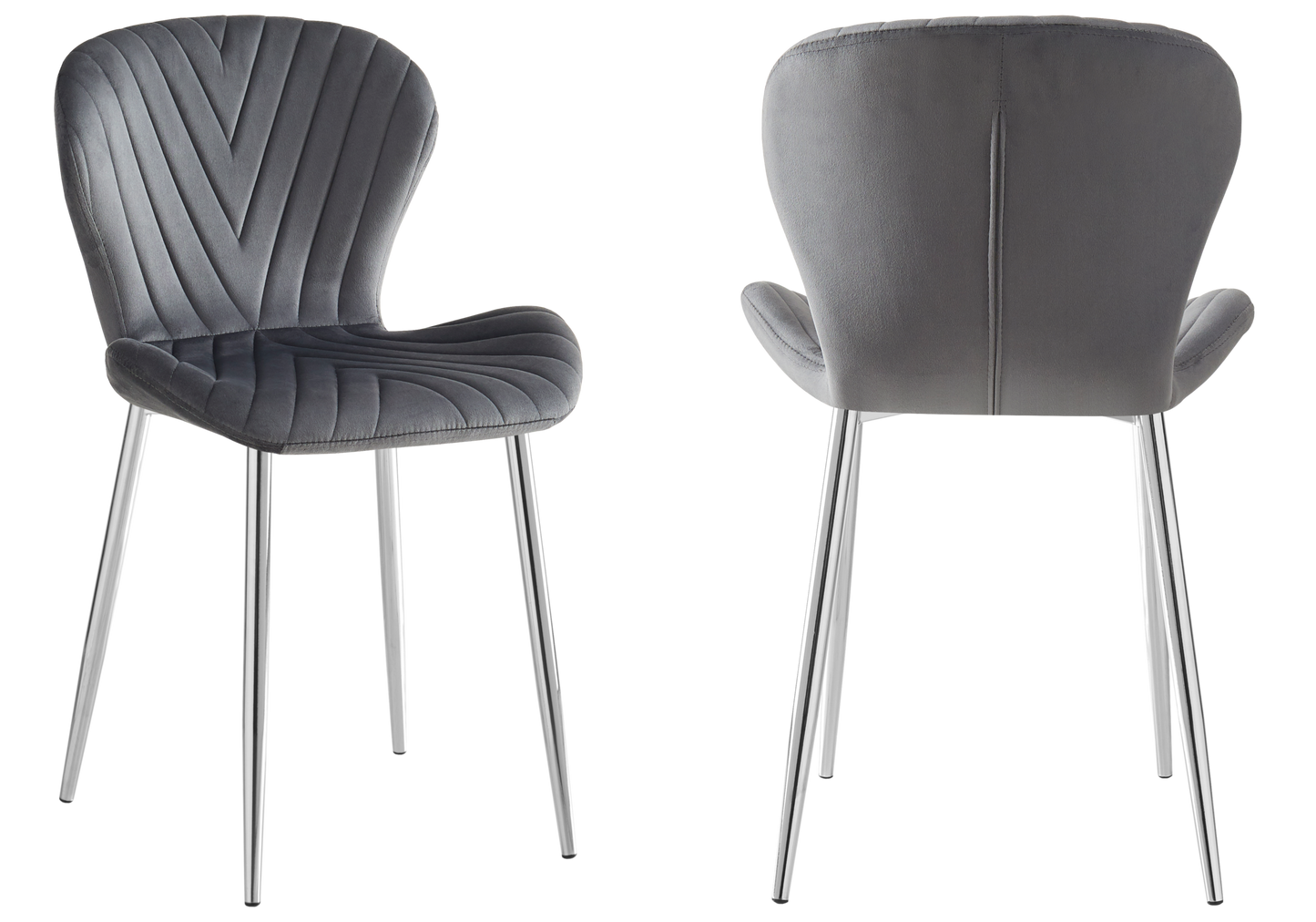 Chaise velours anthracite pieds argent – Syra x4