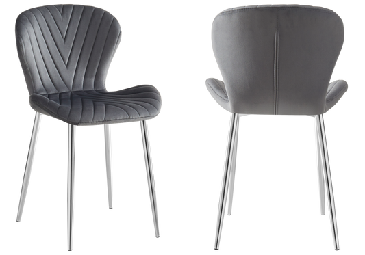 Chaise velours anthracite pieds argent – Syra x4
