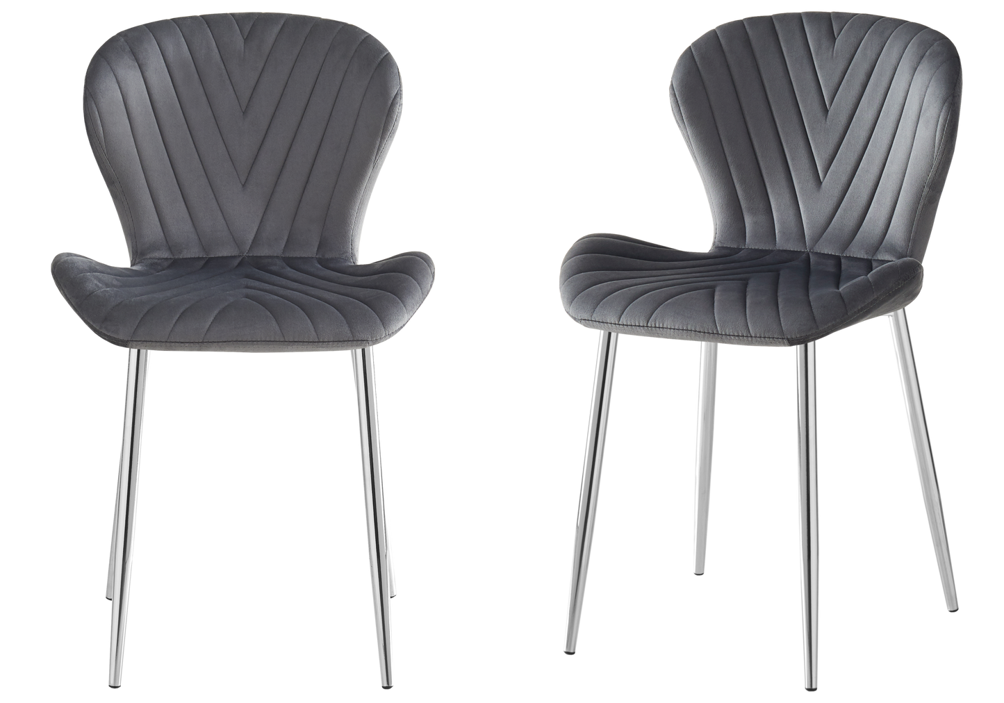 Chaise velours anthracite pieds argent – Syra x4