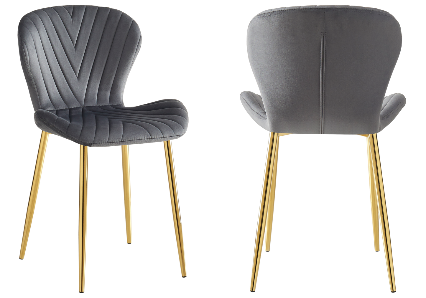 Chaise velours anthracite pieds dorés – Syra x4