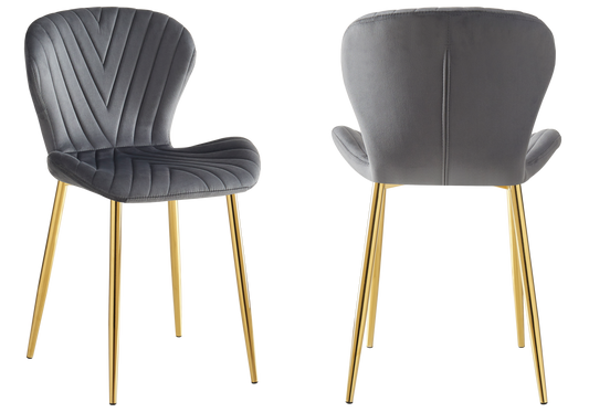 Chaise velours anthracite pieds dorés – Syra x4