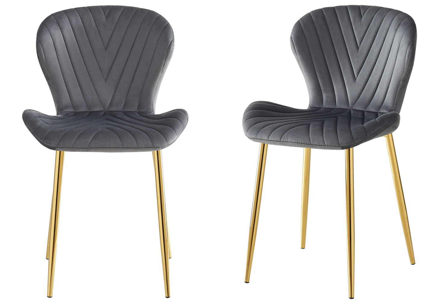 Chaise velours anthracite pieds dorés – Syra x4