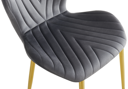Chaise velours anthracite pieds dorés – Syra x4