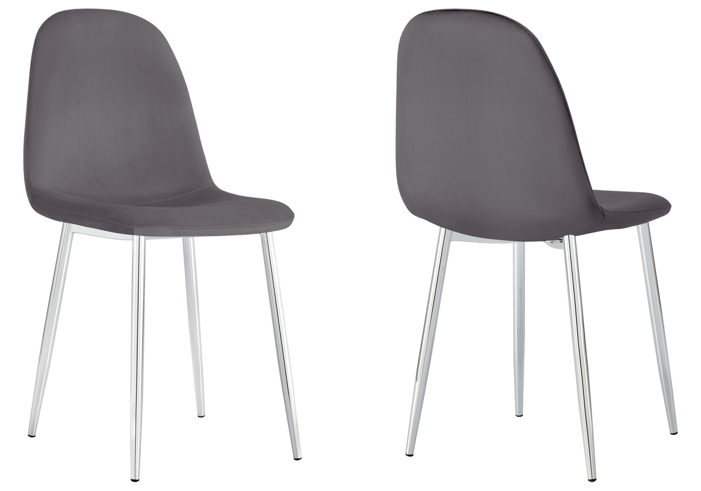 Chaise velours anthracite et pieds argent - Gina x6