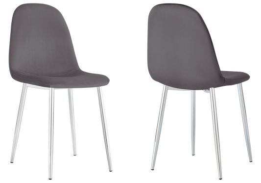 Chaise velours anthracite et pieds argent - Gina x6