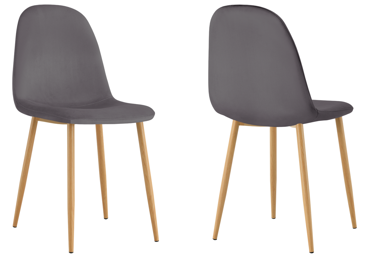 Chaise velours anthracite et pieds bois - Gina x6